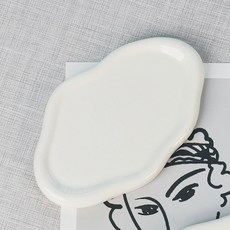 攝影道具托盤內部情感物件陶瓷波, 白色