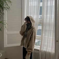 SIRAMADE 케이블 짜임 니트 후드집업