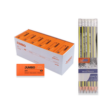 화랑 점보 아트 지우개 M 30p + 스카이글로리 삼각 지우개 연필 SG-204 12p, 옐로우(연필), 1세트