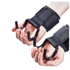 비레보 웨이트 턱걸이 후크 손목밴드 스트랩, 블랙, 2개