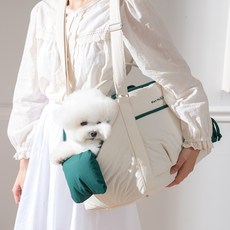 몽모아티 강아지 패브릭 브리오슈백, 1개, 아이보리그린