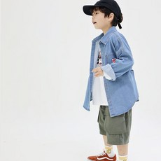 소년마켓 남아용 하트라벨 데님셔츠