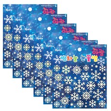 쁘띠팬시 야광 밤하늘 눈꽃별 스티커 DA5187-C, 혼합색상, 6개
