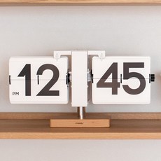 무아스 클래식 모던우드 빅 플립 탁상시계, 화이트