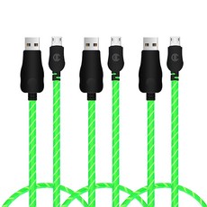 디씨네트워크 LED 5핀 고속충전 케이블 3p, 그린, 2m, 3개