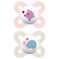 MAMBaby 신생아 스타트 실리콘 쪽쪽이 2종 세트, 1단계(0~2개월), 핑크, 화이트, 1세트