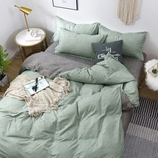 DPCB019 심플한 무지 배색 겨울 침구 이불커버 + 침대시트 + 베개커버 2p