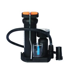 휴대용 자전거 공기압 발 펌프 + 부속품 2종 세트, 혼합색상, 1세트