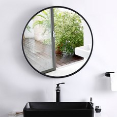 무타공마켓 무타공 모던 원형 거울 60cm, 블랙