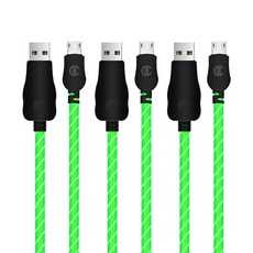 디씨네트워크 LED 5핀 고속충전 케이블 3p, 그린, 50cm, 3개