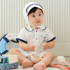 메르베 유아용 반팔 쟈가드 순면 5부 우주복