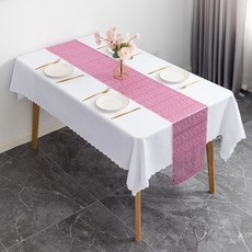 아티홈 반짝이 스팽글 테이블 플래그 러너, 핑크, 30 x 160 cm