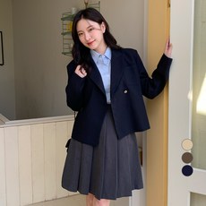 베러스윗 여성용 더블 골드 원버튼 세미크롭 자켓