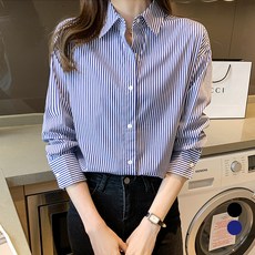 엘쏘 여성용 상큼 스트라이프 긴팔 셔츠