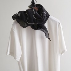 BABISOO 線條刺繡亞麻圍巾