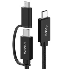 아라리 USB 3.1 C to C 타입 마이크로 5핀 고속충전 케이블, 혼합색상, 1개