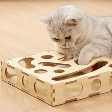 貓咪超集中木質迷宮軌跡球玩具, 1個, 混色