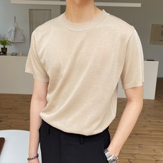 더맨쉽 남성용 니트 라운드 반팔 티셔츠