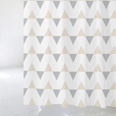 디자인수풀 샤워 커튼 SC130 1520 x 1880 mm + 플라스틱 고리 12p + 화이트 커튼 봉 세트, 1세트, 멀티(혼합)컬러