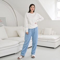 커플용 벌집 수면 융털 파자마 바지