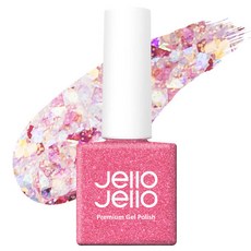 Jello Jello 亮片系列 彩色美甲凝膠, 多款亮片與粉色發光亮片的獨特組合, JG-09 Pink Leon, 10ml, 1瓶