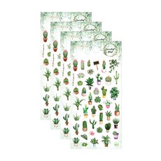 쁘띠팬시 시즌 봄 다육식물 스티커 DA5482, 혼합색상, 4개