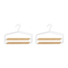 모노플랫 원목 포인트 다용도 옷걸이 2단 3p, 화이트 앤 우드, 2개