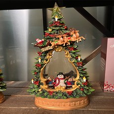 [마쉬매리골드] 크리스마스 오르골 스노우볼 루돌프 트리 눈사람 빌리지 오르골 35cm, 혼합색상, 1개