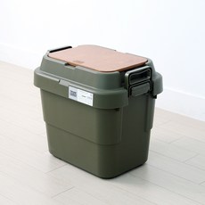 켐포바니 캠핑 수납 트렁크 카고 박스 22L + 우드상판, 카키(카고 박스)