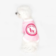 리얼펫 강아지 러브 라운드 티셔츠, PINK
