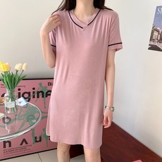 구디프 V넥 홈 캐주얼 반팔 원피스 빅사이즈 포함