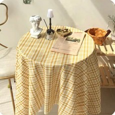 프랑온드 햇살 체크 식탁보, 옐로우, 70 x 70cm