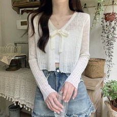 크롭가디건
 앤드스타일 여성용 리본클로징 크롭 가디건 262298