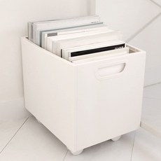 히키스 오픈 이동식 책꽂이 수납박스 정리함 북트롤리 1단, 화이트 단품, 화이트, 1개