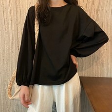 엘쏘 여성용 루즈핏 퍼프 소매 긴팔 티셔츠