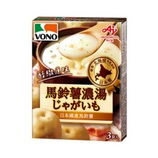 VONO 醇緻原味 馬鈴薯濃湯, 日本國產馬鈴薯, 鹹香培根脆片, 3入, 46.5g, 1盒