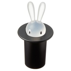 ALESSI 兔子造型牙籤收納罐, 黑色, 1個