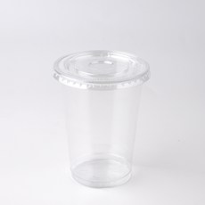 투고팩 PET 아이스컵 300ml + 무타공 평뚜껑 세트, 50세트, 1개