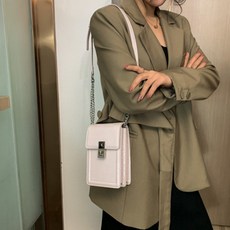 심플 레더 체인 폰 백
