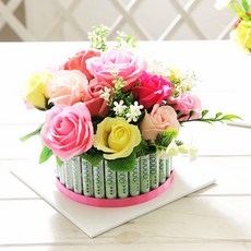 인크리코 비누꽃 로즈 30개입 용돈 케이크, 핑크