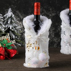 Atihom雪花圖案聖誕酒瓶遮擋布裝飾, 金色, 1個
