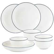 JUST HOME里尼陶瓷8件餐具組, 歐風小清新, 輕食熟食皆宜, 8吋深盤4個 + 4.5吋飯碗4個, 里尼, 1組
