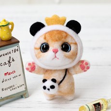 양모 니들 펠트 DIY 풀세트, 1세트, 08팬더고양이