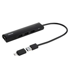 유니콘 USB 3.1 허브 기가 유선랜카드 3포트 A타입 앤 C타입 겸용 TH-310LAN, 블랙