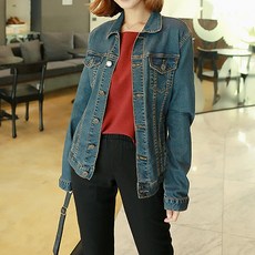 빼빼 여성용 플랩포켓 스티치 데님 청 자켓
