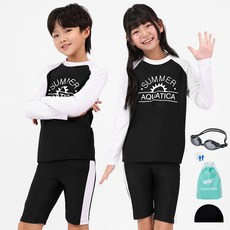 아쿠아티카(AQUATICA) 아동용 래쉬가드 + 일반용 수경 5종 세트 AQA311