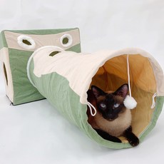 레드퍼피 고양이 코끼리 터널하우스, 브라운 + 민트, 1개