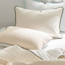 지베딩 카스텔라 카치온 시어서커 베개커버 + 솜, 옐로우, 1개
