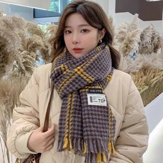 피어니스트 체크 패턴 목도리 스카프