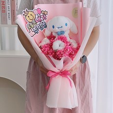 러블리팜 산리오 with 시들지 않는 안개꽃다발 + 주인공 토퍼 + LED 조명 세트